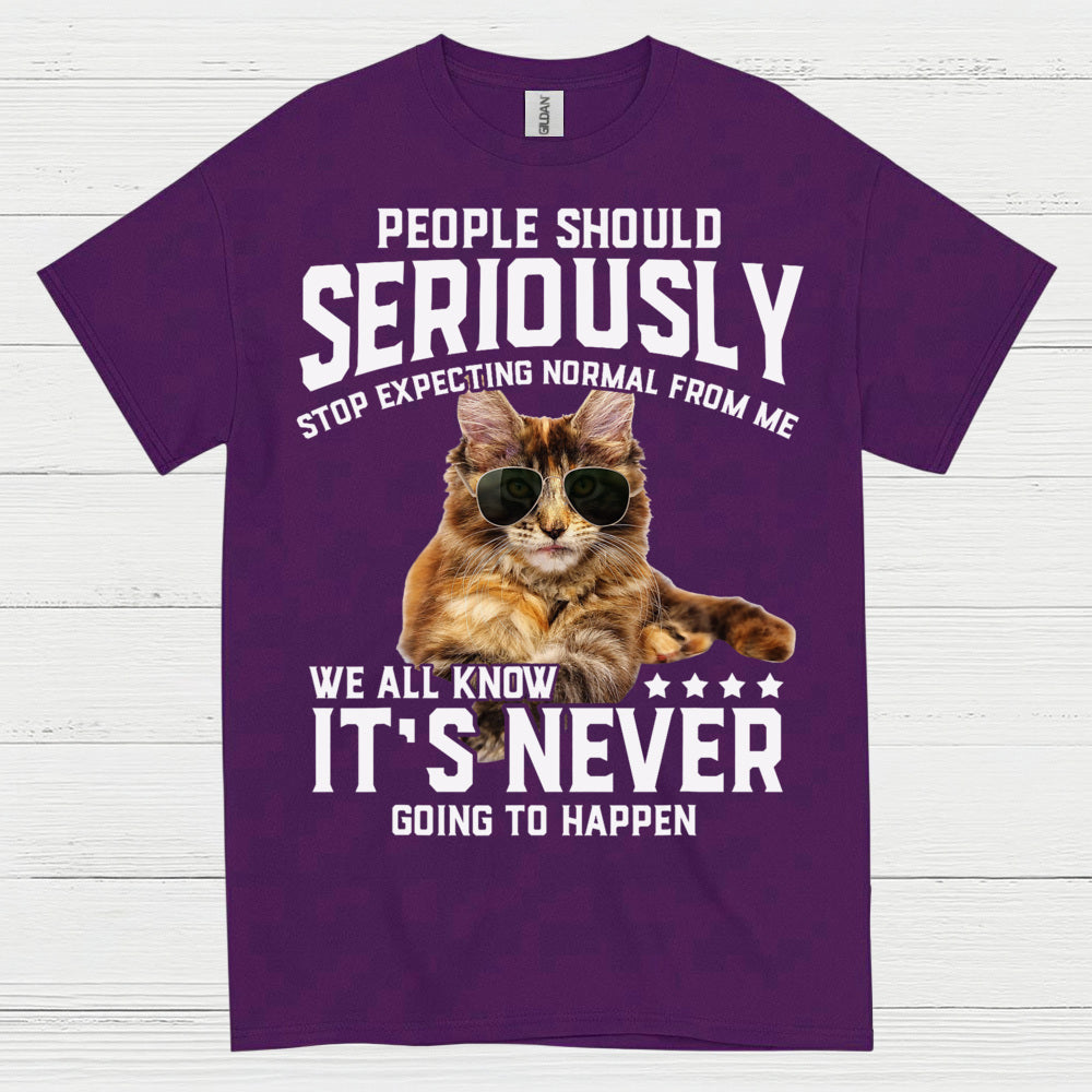Stop Expecting Normal Cat Humor T Shirt