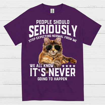 Stop Expecting Normal Cat Humor T Shirt