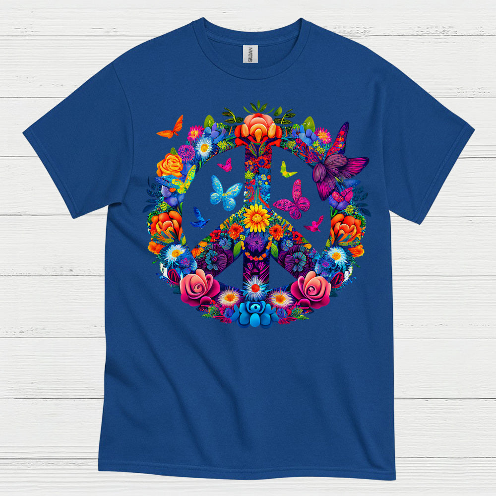 Floral Peace Sign Hippie T Shirt