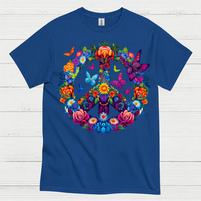 Floral Peace Sign Hippie T Shirt
