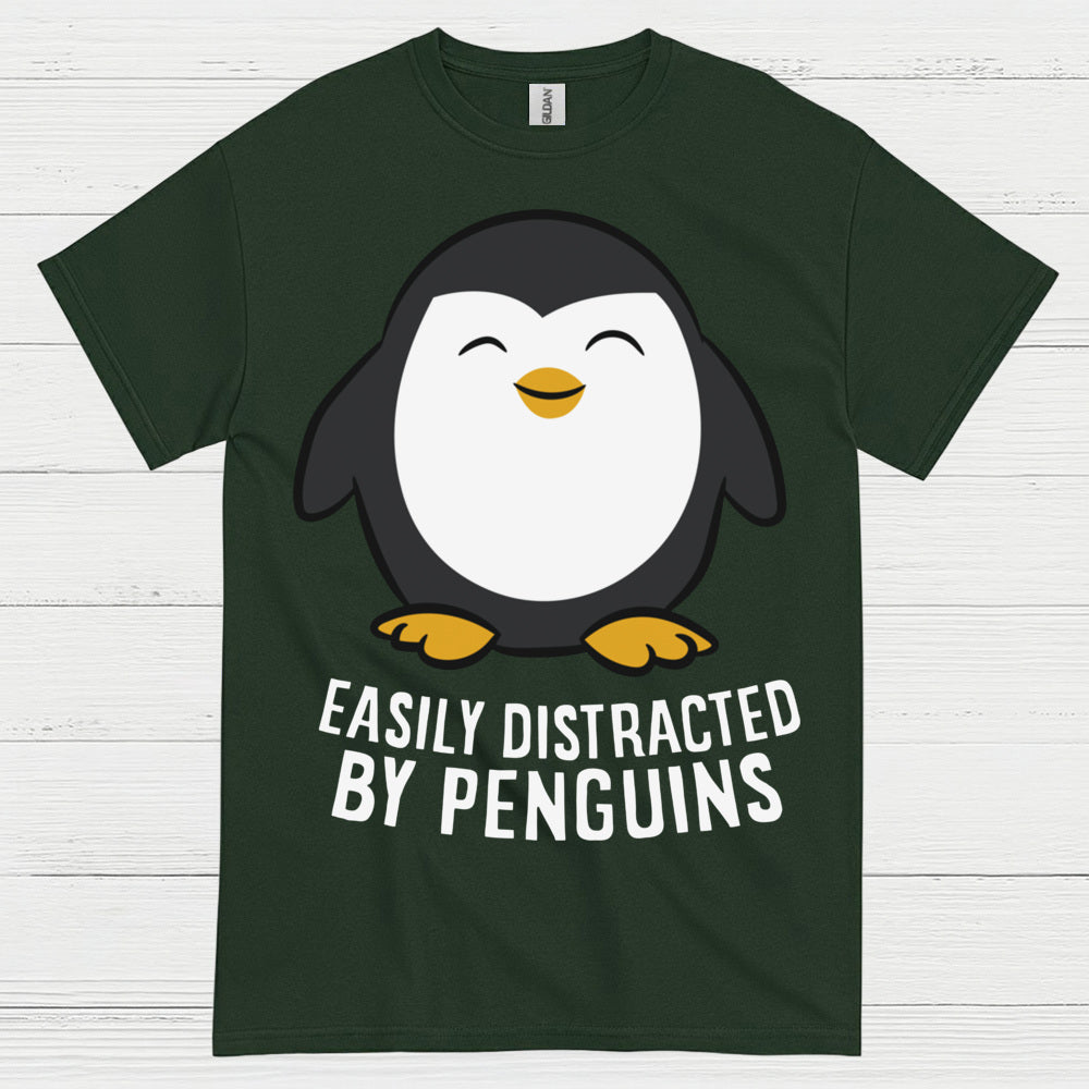 Easily Distracted By Penguins Funny T Shirt