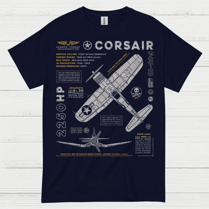F4U Corsair Blueprint Aviation T Shirt