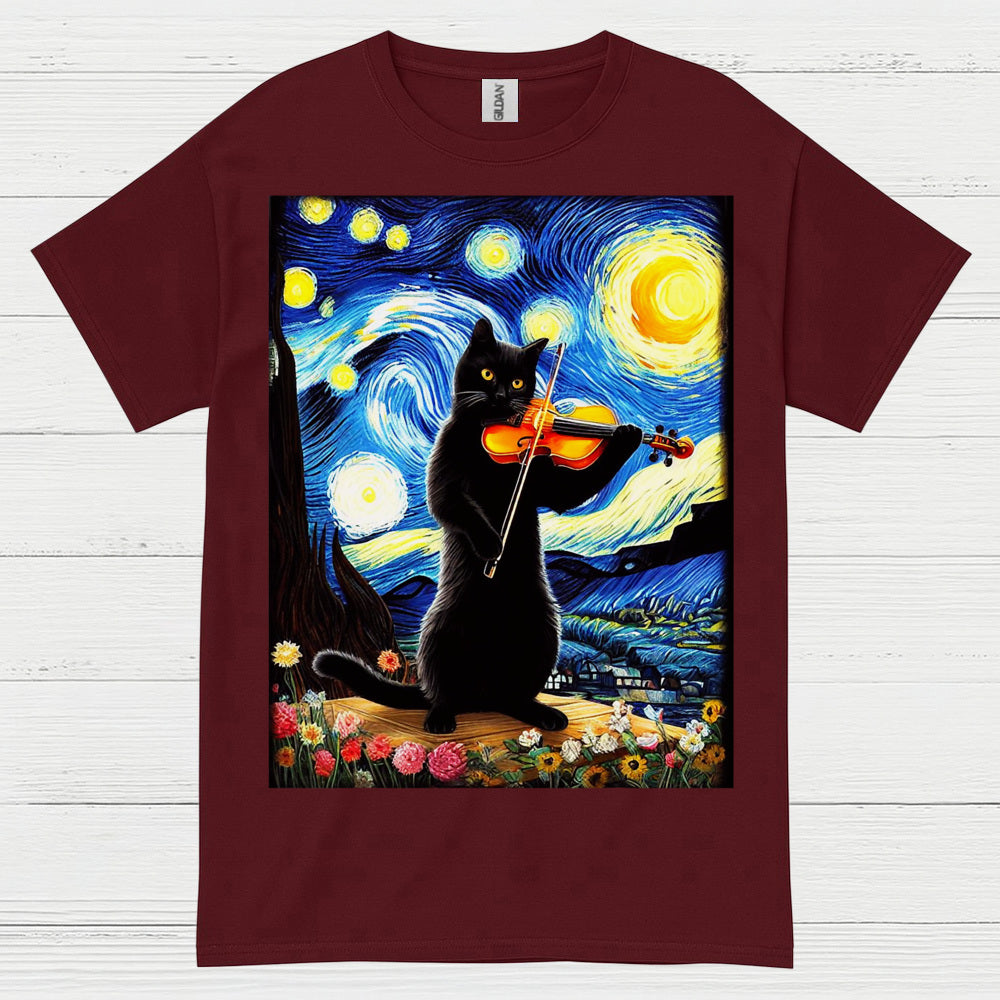 Artistic Cat Violin T Shirt