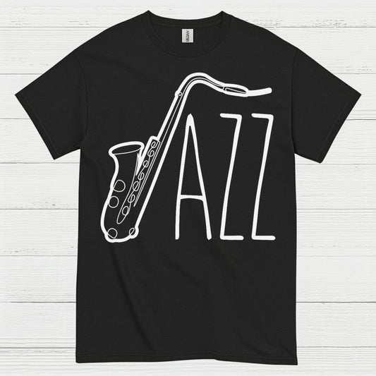 Jazz Saxophone Minimal Line Art T Shirt