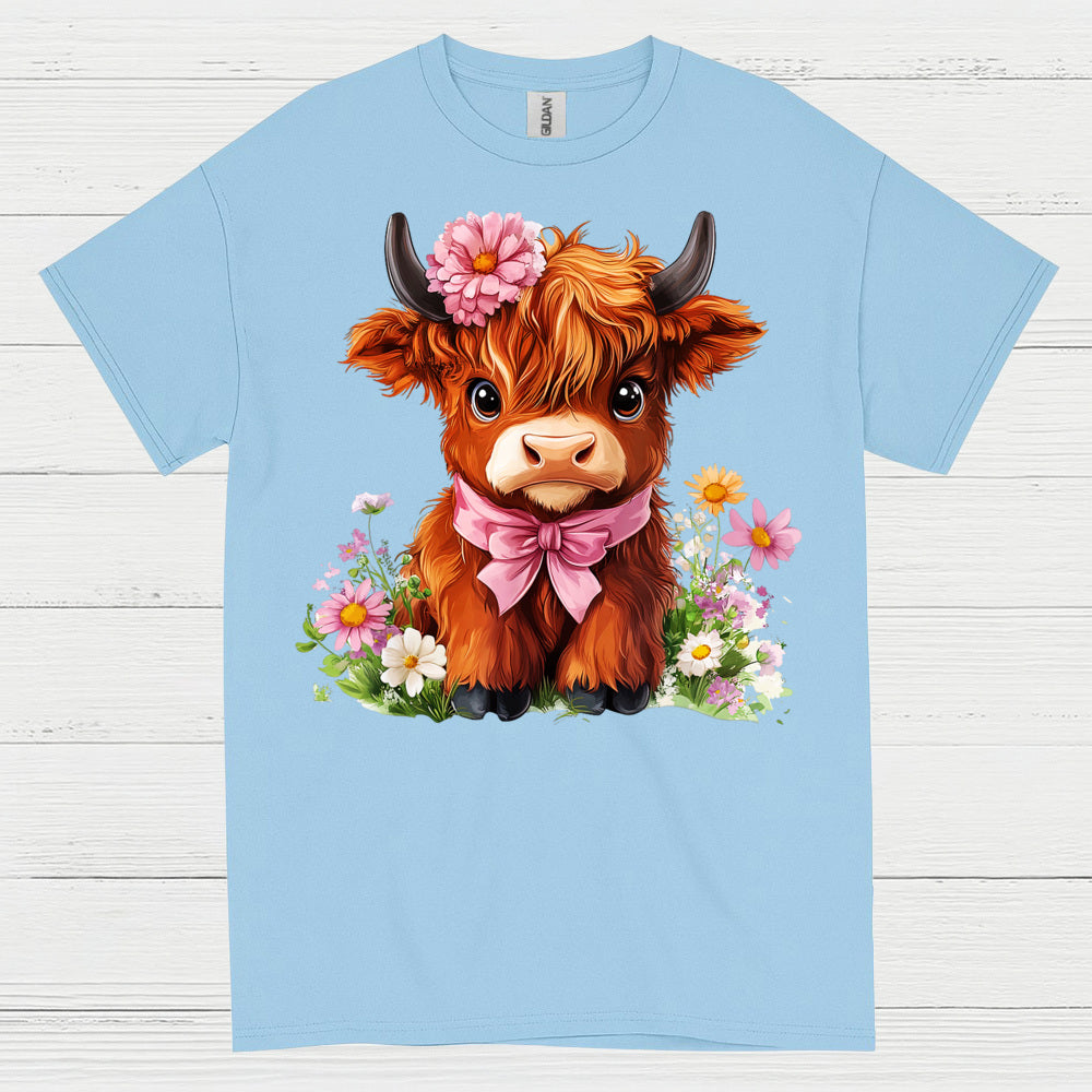 Cute Floral Baby Cow T Shirt