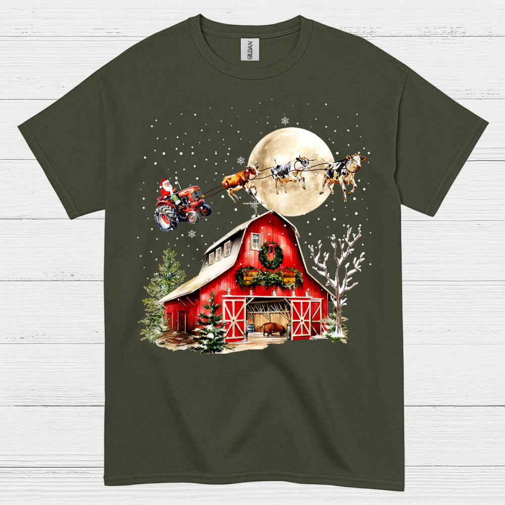 Christmas Farm Santa Tractor T Shirt