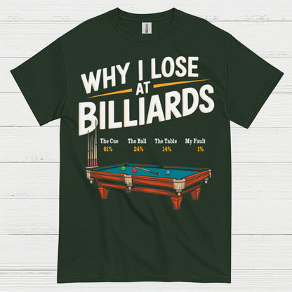 Why I Lose At Billiards Pool Humor T Shirt