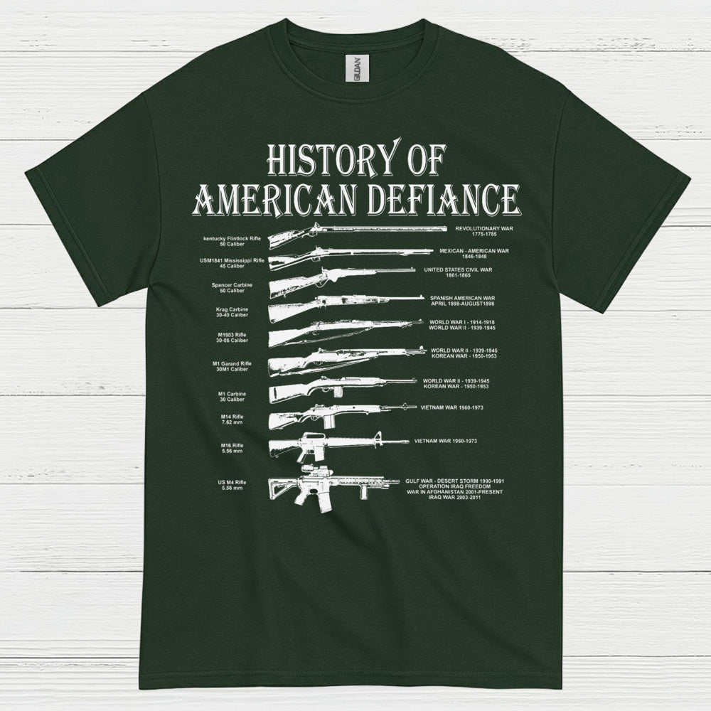 History Of American Defiance Patriotic Gun T Shirt