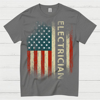 Electrician American Flag T Shirt