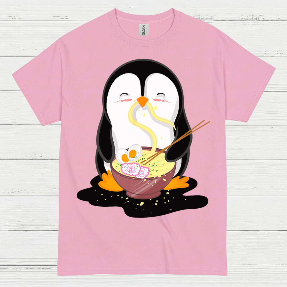 Cute Penguin Eating Ramen Graphic T Shirt