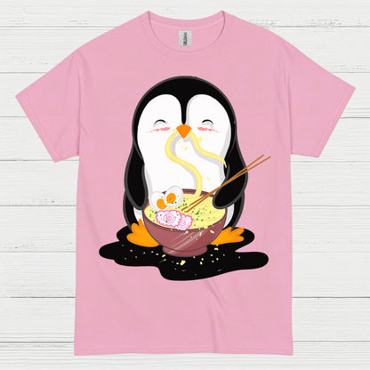 Cute Penguin Eating Ramen Graphic T Shirt