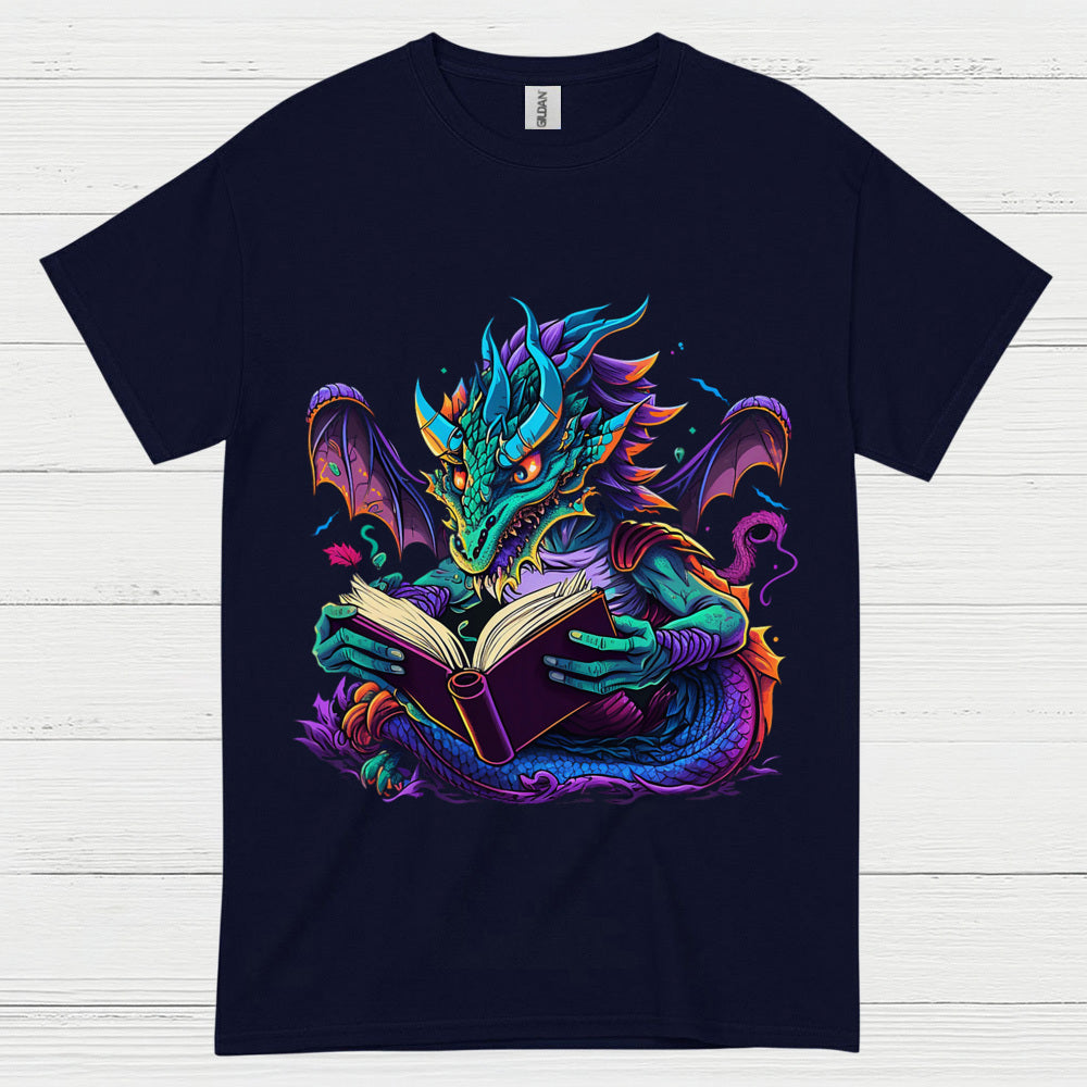 Reading Dragon Fantasy T Shirt