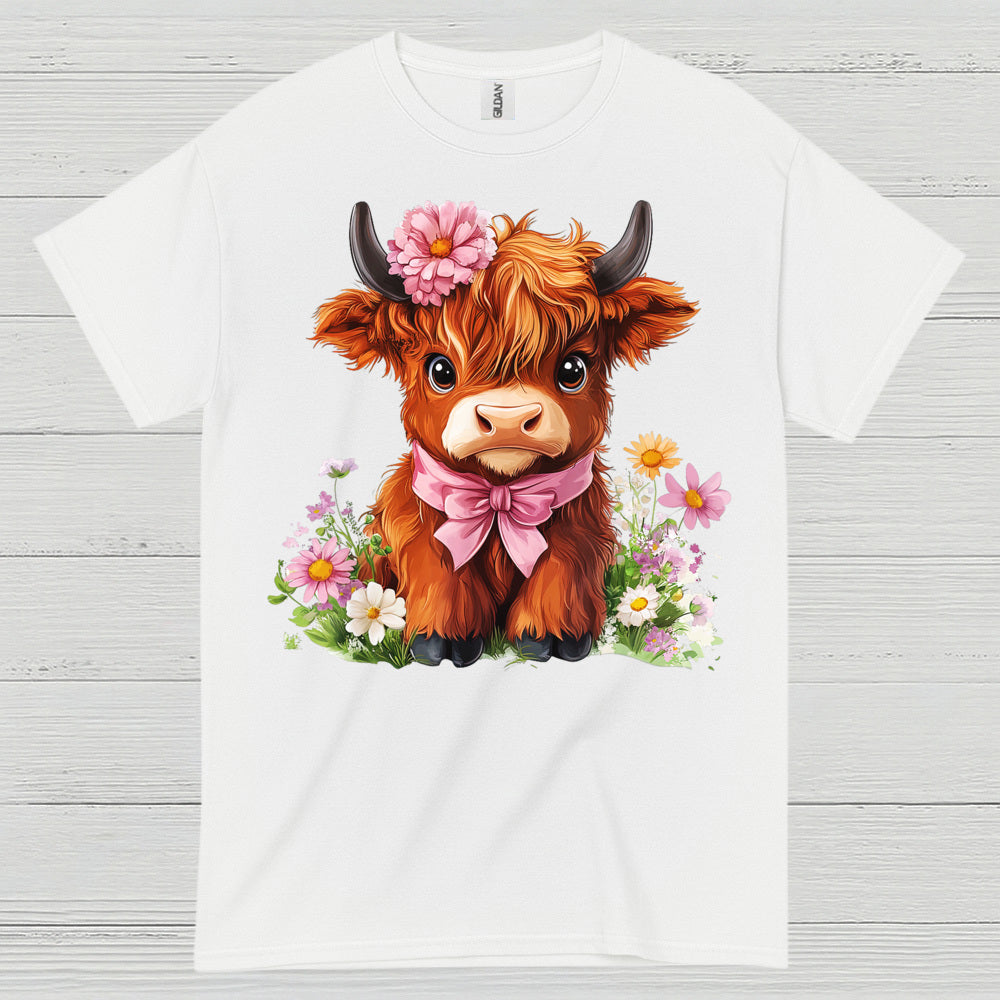 Cute Floral Baby Cow T Shirt