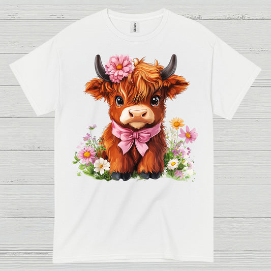 Cute Floral Baby Cow T Shirt
