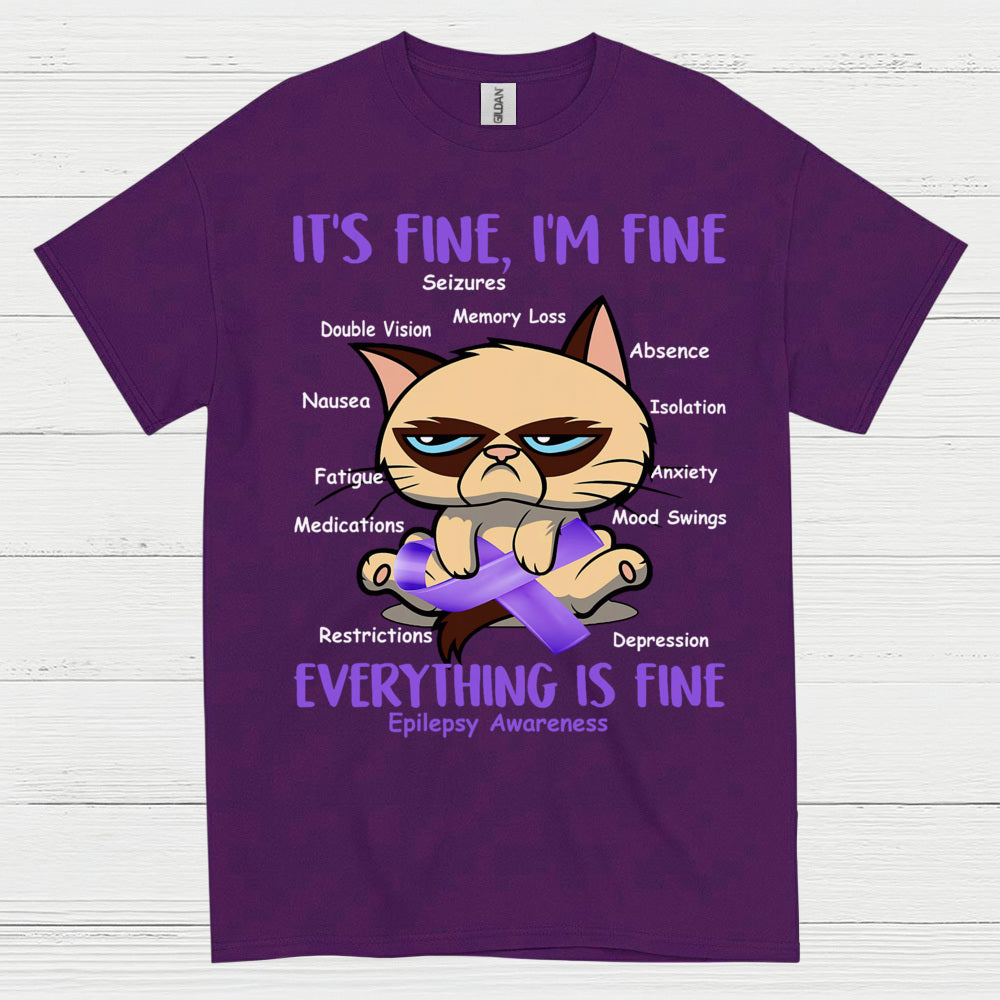 Its Fine Im Fine Epilepsy Cat T Shirt