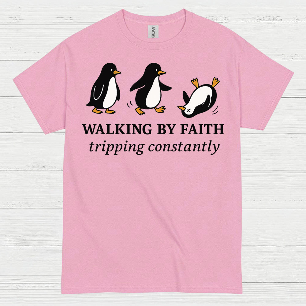 Walking By Faith Christian Humor T Shirt