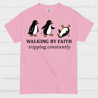 Walking By Faith Christian Humor T Shirt