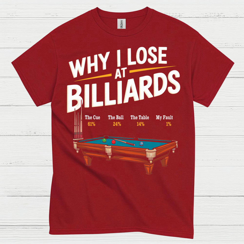 Why I Lose At Billiards Pool Humor T Shirt