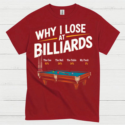 Why I Lose At Billiards Pool Humor T Shirt