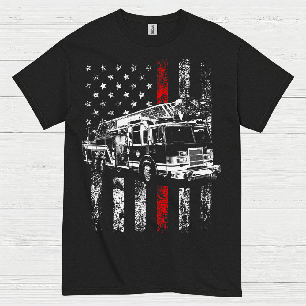 Firefighter Flag Fire Truck T Shirt
