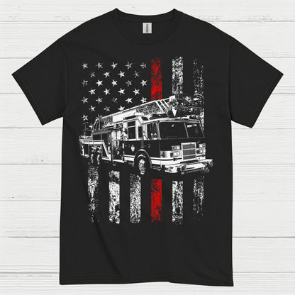 Firefighter Flag Fire Truck T Shirt