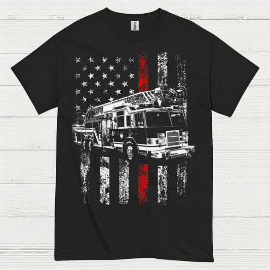 Firefighter Flag Fire Truck T Shirt