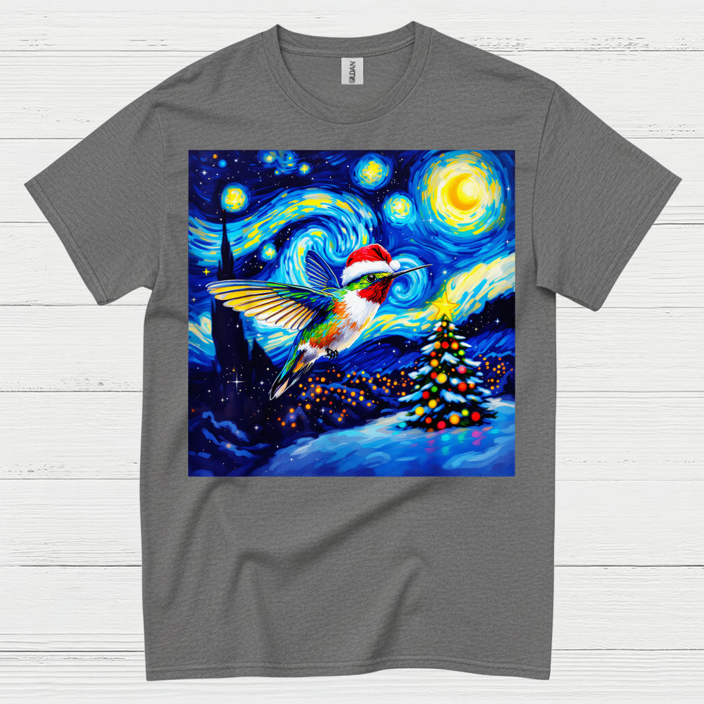 Festive Hummingbird Christmas Art T Shirt