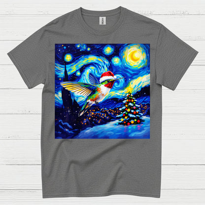 Festive Hummingbird Christmas Art T Shirt