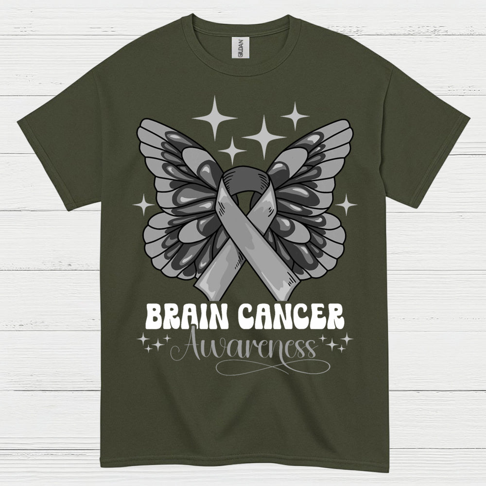 Butterfly Ribbon Brain Cancer Awareness T Shirt