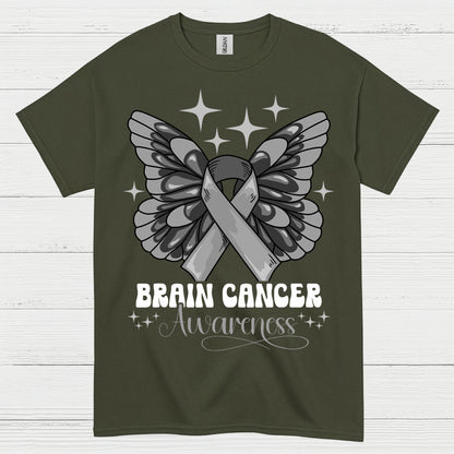 Butterfly Ribbon Brain Cancer Awareness T Shirt