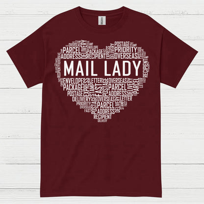Mail Lady Heart Word Art T Shirt