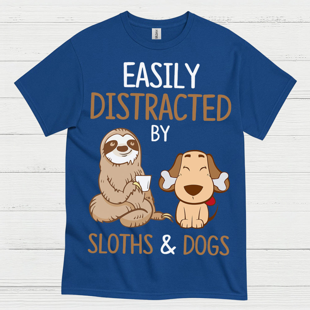Easily Distracted Sloths And Dogs T Shirt