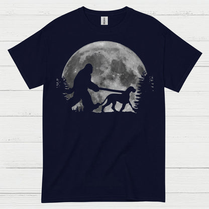 Bigfoot Walking Dog Moon T Shirt