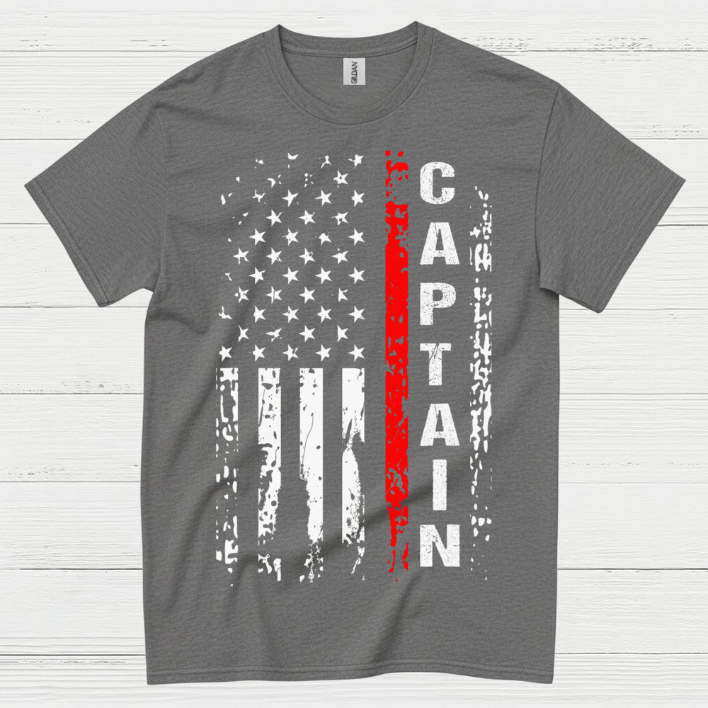 Firefighter Captain Thin Red Line Flag T Shirt