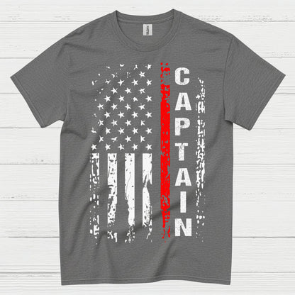 Firefighter Captain Thin Red Line Flag T Shirt