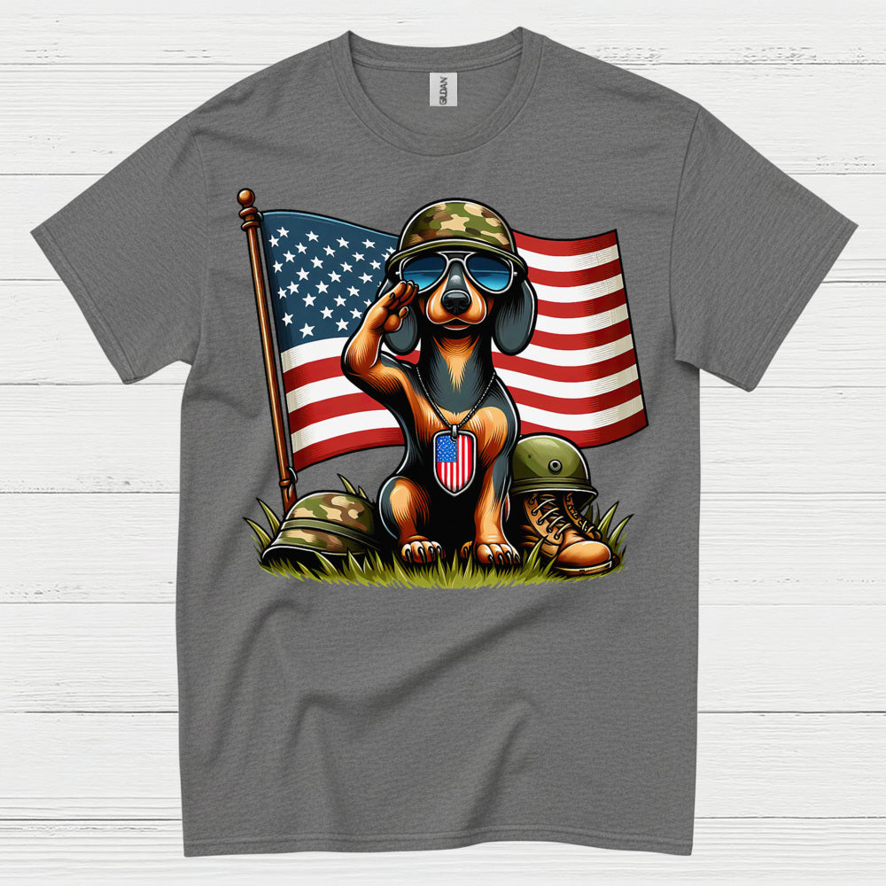 Patriotic Military Soldier Dachshund T Shirt