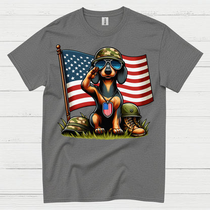 Patriotic Military Soldier Dachshund T Shirt