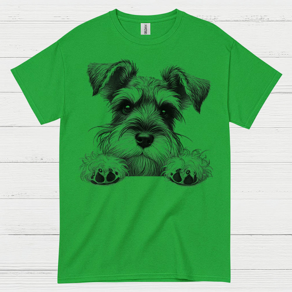 Cute Schnauzer Face Paw Art T Shirt