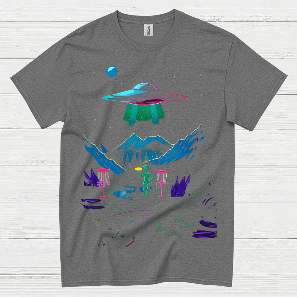 Alien Disc Golf Night Scene T Shirt