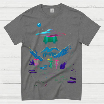 Alien Disc Golf Night Scene T Shirt