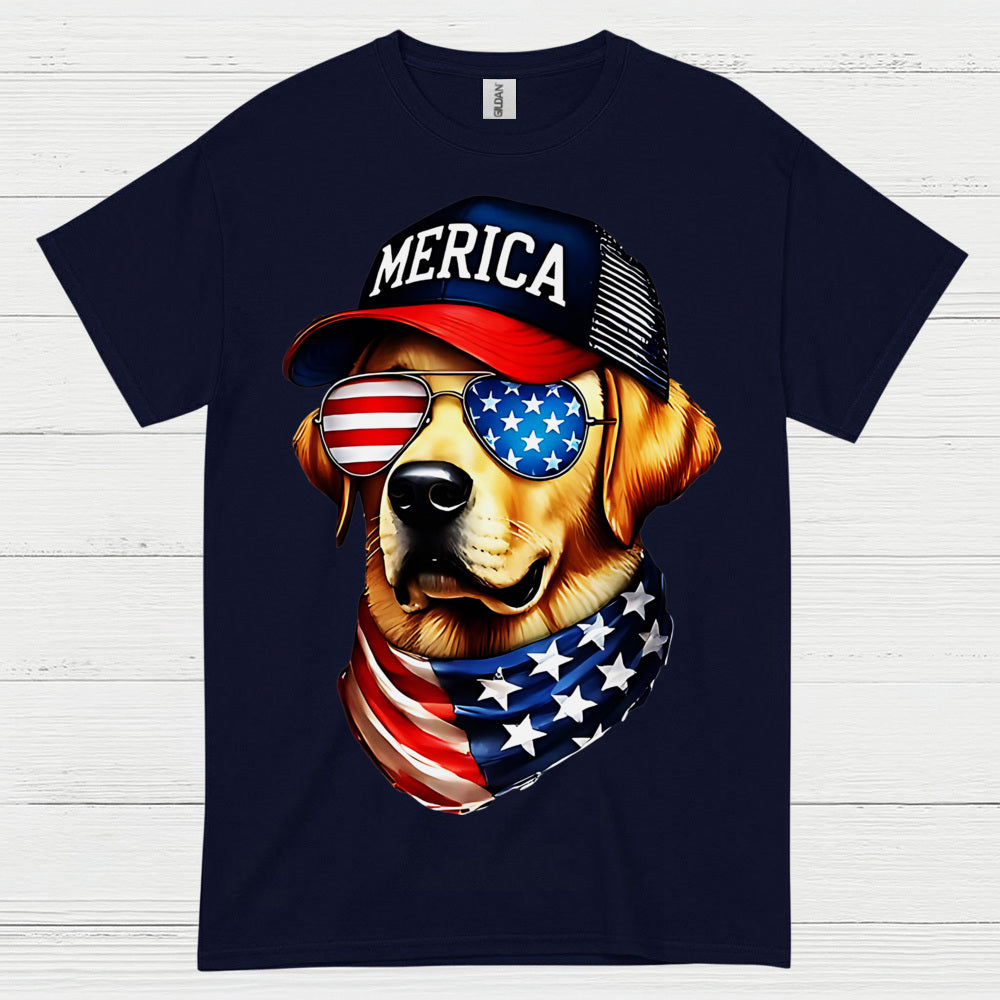 Patriotic Dog America Graphic T Shirt