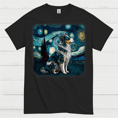 Faithful Dog Starry Night Art T Shirt