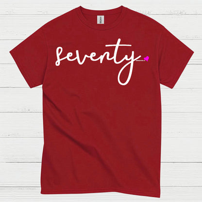 Seventy Minimal Script Birthday T Shirt