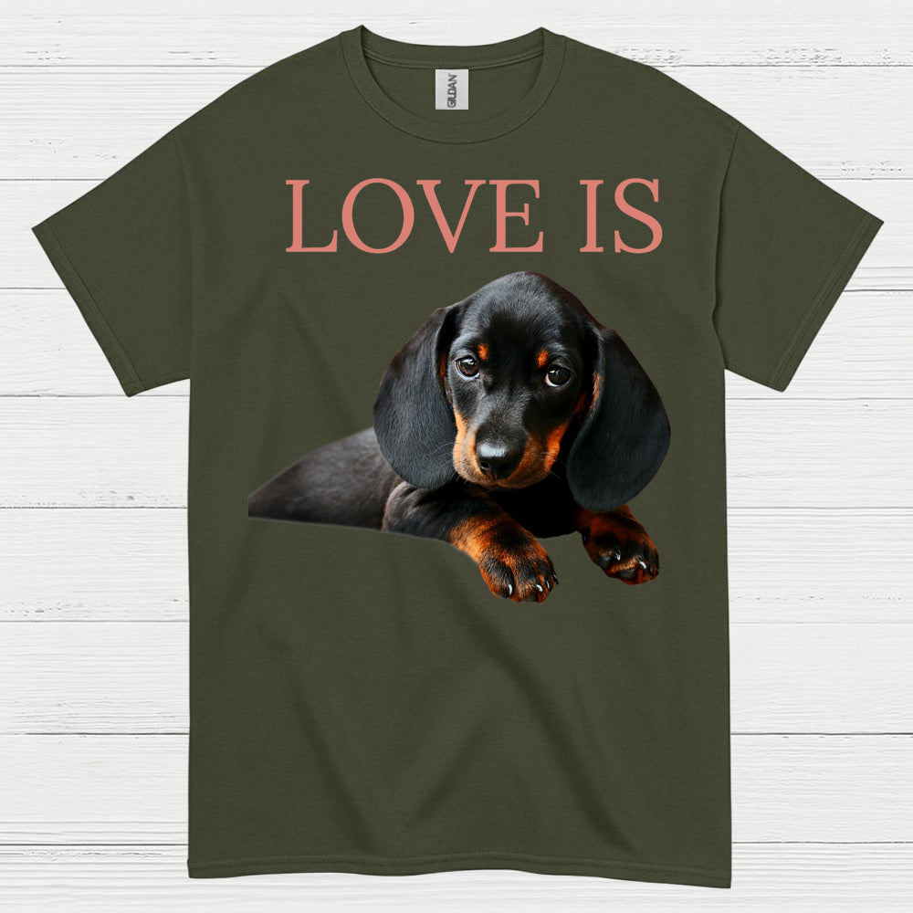 Love Is Black And Tan Dachshund Puppy T Shirt
