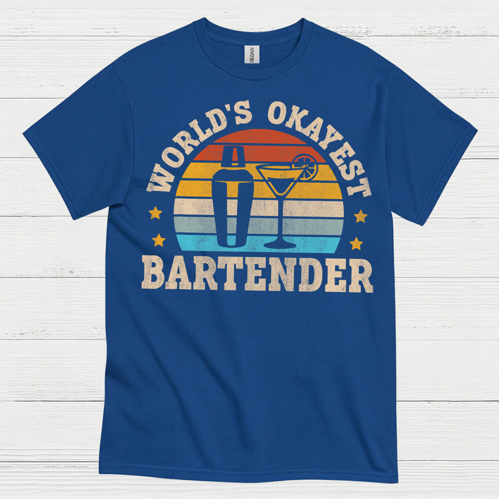 Worlds Okayest Bartender Vintage T Shirt
