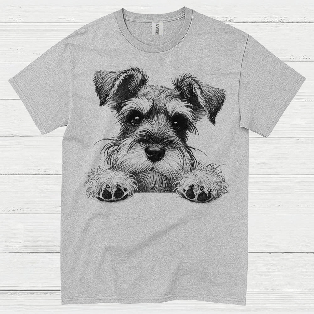 Cute Schnauzer Face Paw Art T Shirt