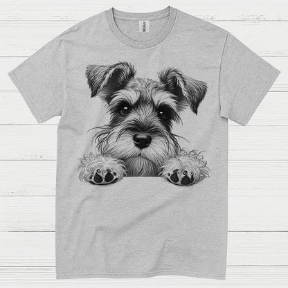 Cute Schnauzer Face Paw Art T Shirt