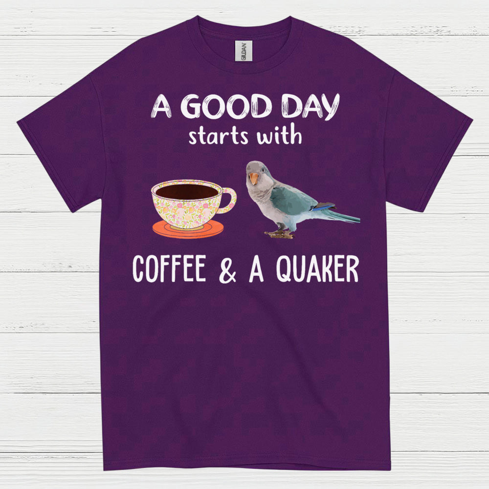Coffee And A Quaker Funny Parrot T Shirt