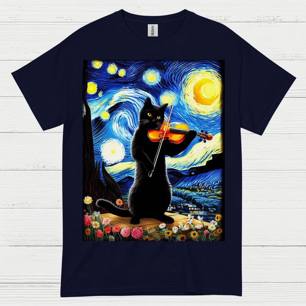Artistic Cat Violin T Shirt