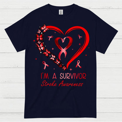 Proud Stroke Survivor Awareness Heart T Shirt